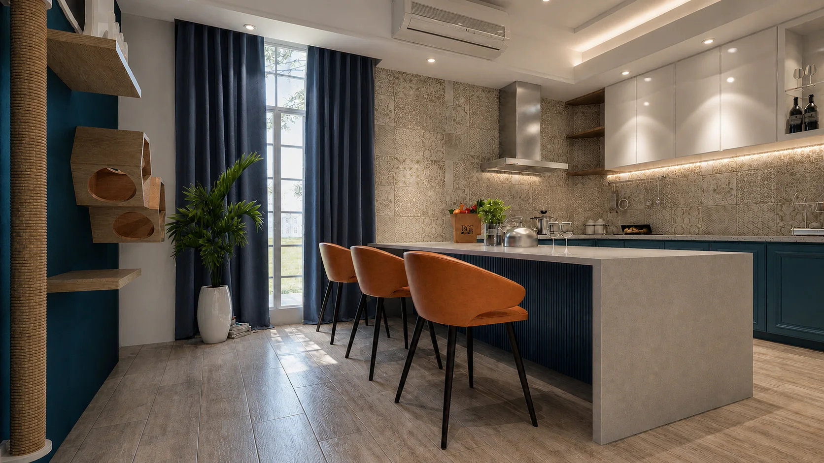 Li Jyu kitchen island interior design project by Mikaiyi Design